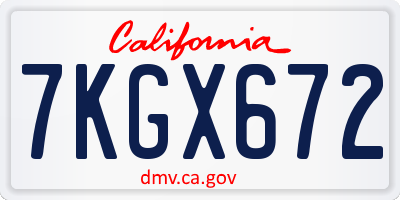 CA license plate 7KGX672
