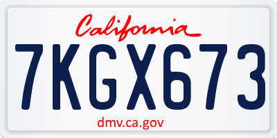 CA license plate 7KGX673