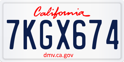 CA license plate 7KGX674