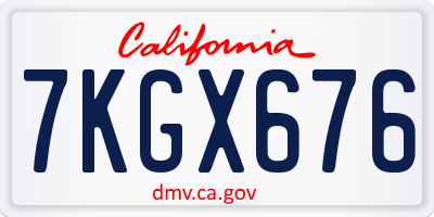 CA license plate 7KGX676