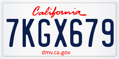 CA license plate 7KGX679