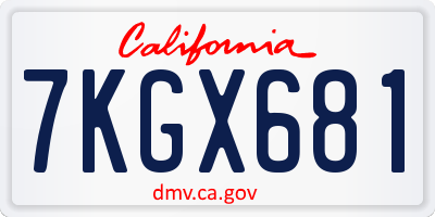 CA license plate 7KGX681