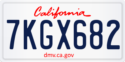 CA license plate 7KGX682
