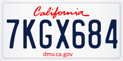CA license plate 7KGX684