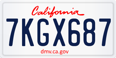 CA license plate 7KGX687