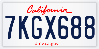 CA license plate 7KGX688