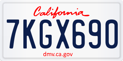 CA license plate 7KGX690