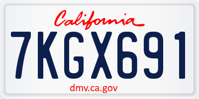 CA license plate 7KGX691