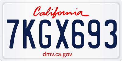 CA license plate 7KGX693