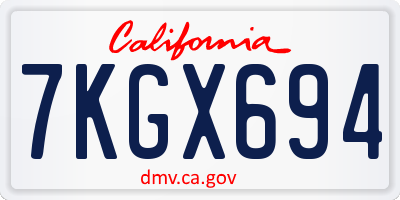 CA license plate 7KGX694