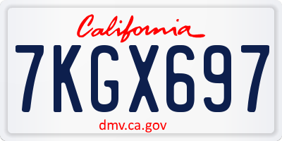 CA license plate 7KGX697