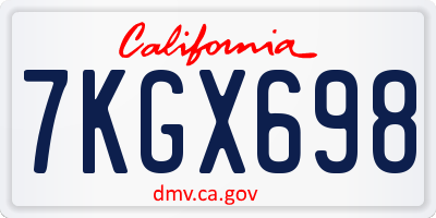 CA license plate 7KGX698
