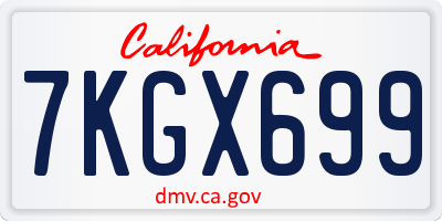 CA license plate 7KGX699