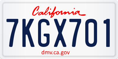 CA license plate 7KGX701