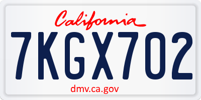 CA license plate 7KGX702