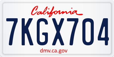 CA license plate 7KGX704