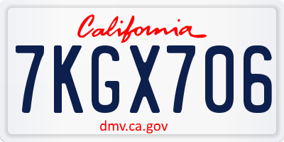 CA license plate 7KGX706