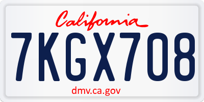 CA license plate 7KGX708
