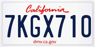 CA license plate 7KGX710