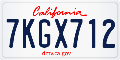 CA license plate 7KGX712