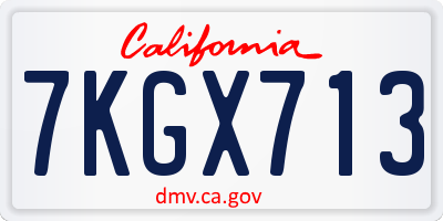 CA license plate 7KGX713