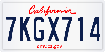 CA license plate 7KGX714