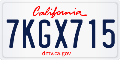 CA license plate 7KGX715