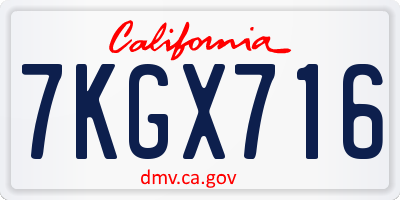 CA license plate 7KGX716