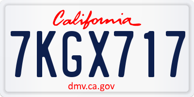 CA license plate 7KGX717