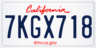 CA license plate 7KGX718
