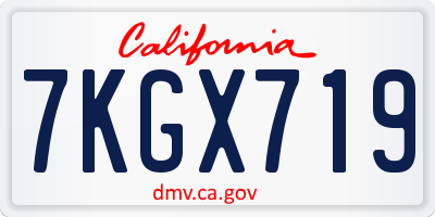 CA license plate 7KGX719