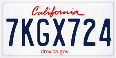 CA license plate 7KGX724