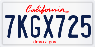 CA license plate 7KGX725