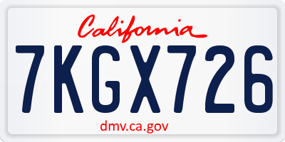 CA license plate 7KGX726