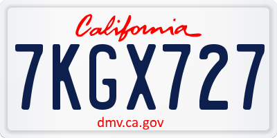 CA license plate 7KGX727