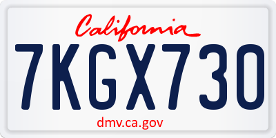 CA license plate 7KGX730