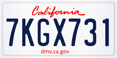 CA license plate 7KGX731