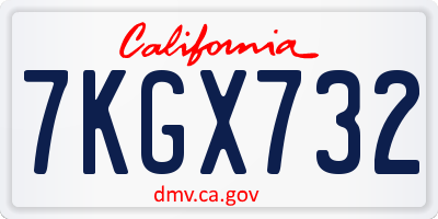 CA license plate 7KGX732