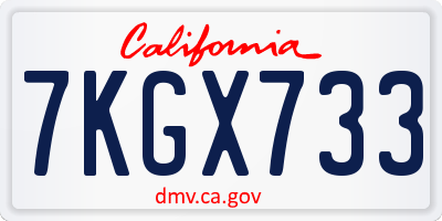 CA license plate 7KGX733