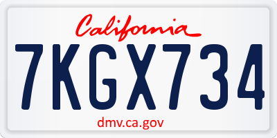 CA license plate 7KGX734