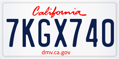 CA license plate 7KGX740