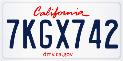 CA license plate 7KGX742