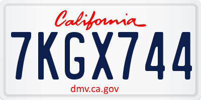 CA license plate 7KGX744