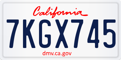 CA license plate 7KGX745