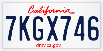 CA license plate 7KGX746