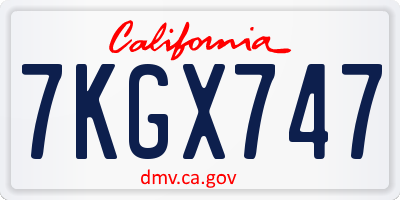 CA license plate 7KGX747
