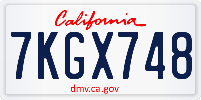 CA license plate 7KGX748