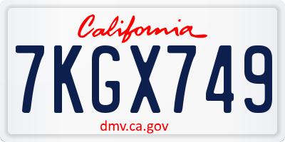 CA license plate 7KGX749