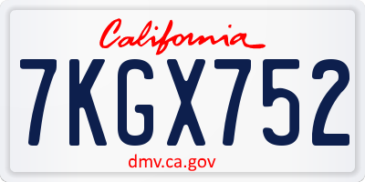 CA license plate 7KGX752