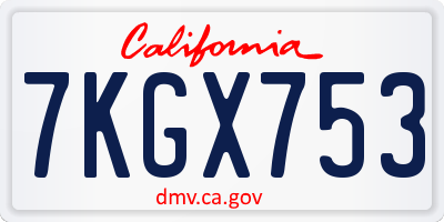 CA license plate 7KGX753